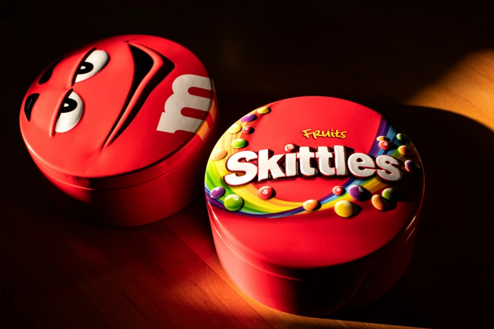 Skittles fruits can on floor